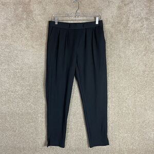 Betabrand Yoga Crop Pants Womens Size Medium Black Pleated Stretch Ponte Pull On